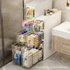 Prateleira de Armazenamento com Fresta Ultra-Estreita para Banheiro, Armário de Fresta para Cozinha de Chão, Armário de Armazenamento para Banheiro Estilo Gaveta, Armário de Armazenamento sem Instalação