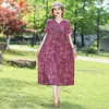 Vestido de Algodón y Seda Estilo Nuevo 2026 para Mujeres de Mediana Edad y Mayores, Ropa de Exterior de Moda de Verano, Vestido Floral Talla Grande para Mamás