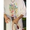 Ropa Sentido de Alta Gama 100 Suéter Camiseta de Manga Corta de Algodón Puro Ropa Estampada Dopamine Counter Cuello Redondo Moda para Niñas
