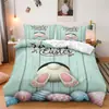 SHEIN juego de cama de tres piezas serie de Pascua 2 estampado digital decorativo dormitorio decoración del hogar juego de cama de tres piezas