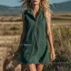 2026 Ropa de Trabajo Casual de Verano y Primavera Nueva Colección Europea y Americana de Comercio Exterior Transfronterizo Vestido sin Mangas con Media Cremallera y Solapa con Flecos para Mujer