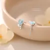 Brincos de Tarraxa Florais com Zircônia Estilo Férias para Mulheres, Temperamento Fresco e Doce, Design Único, Brincos de Tarraxa para Cartilagem da Orelha com Agulha de Prata S999