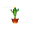 Artesanato em vidro cacto planta de simulação em vaso decorações de carro desktop mini micro paisagem espelho cruzado suprimento