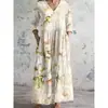 2026 Nuevo Estilo Europeo y Americano de Comercio Exterior Transfronterizo Vestido Casual de Verano Holgado con Cuello en V y Mangas Largas Impreso en 3D para Mujer