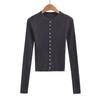 Camisola de manga comprida americana slim-fit outono e inverno nova top elegante single-breasted s21012