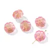 Cuentas de Vidrio Checo con Diseño de Flor de Ciruelo Pintada en Oro de 14 mm, Cuentas Sueltas de Flor de Cinco Pétalos con Agujero Central, Materiales para Pulsera de Cuentas Hecha a Mano y Pasador de Pelo