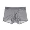 Calzoncillos tipo bóxer para hombre de textura sedosa ultrafina, sin costuras, transparentes, transpirables, calcetines tipo bóxer, antibacterianos, verano, seda de hielo voladora
