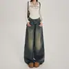 Calça Jeans Reta Wide Leg Solta de Cintura Alta Estilo Retrô Americano Tendência Versátil Outono Inverno Novo para Mulheres