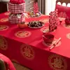 Mantel Rojo al Por Mayor de Fábrica con Palabras Felices Boda Boda Tela Roja Mesa de Comedor Mesa de Café Mantel Rectangular