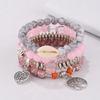 Novo Conjunto de Pulseiras Árvore da Vida de Cristal de Imitação Boêmia Estilo Étnico Pingente de Coração Pulseira de Corda Elástica para Mulheres