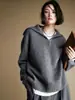 Cardigan de Tricô com Gola Grande e Zíper Estilo Max Preguiçoso Feminino Outono Inverno Solto Emagrecedor Suéter de Lã Casaco Roupa de Baixo