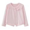 Cardigan de Punto Versión Coreana 2026 para Niños Pequeños y Medianos, Chal Pequeño de Algodón con Lazo para Niña, Camiseta de Aire Acondicionado para Niña