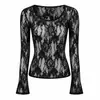 [Renda + Tule] Camiseta longa deslumbrante e linda para mulheres, perfeita para o verão, com um estilo único e elegante que faz você parecer mais magra