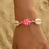 Pulseiras Doces Europeias e Americanas Inspiradas na Atmosfera de Verão, Feitas à Mão com Miçangas Coloridas, Frangipani Degradê, Argila Macia e Pulseiras de Concha