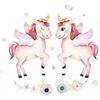 Par de Adhesivos Decorativos para Pared de Habitación Infantil con Diseño de Lindo Unicornio FX-D51