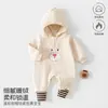 Mameluco con Capucha de Osito para Bebé, Estilo Otoño e Invierno, Conjunto Engrosado y Cálido para Bebés, Traje para Gatear, Ropa para Bebés An'yang