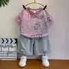 Conjunto de Verano para Niños 2026 Nueva Moda Tie-Dye Burnout Tendencia Ropa de Verano para Bebés Conjunto de Dos Piezas de Manga Corta para Niños