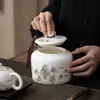 Bote grande de cerámica para té, recipiente hermético para almacenar té verde, té negro y otros tés, recipiente vacío, almacenamiento de dulces, almacenamiento de té de alta gama