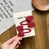 Horquilla Roja Infantil para Festival de Primavera, Pin de Tela Roja con Puntos Blancos Lindo para Niña con Lazo, Horquilla con Ambiente de Año Nuevo
