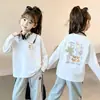 Moda Infantil Nova e Elegante para Meninas, Camiseta de Algodão de Manga Longa para Outono e Primavera de 2026, Roupas de Outono para Crianças de Tamanho Médio e Grande