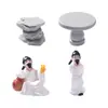 Mesa y sillas de piedra en miniatura estilo chino, materiales para jardinería y paisajismo DIY con temática de Li Bai, accesorios decorativos y figurillas en miniatura