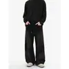 Calça casual de design retro americano lavado da moda para homens e mulheres, calça de moletom esportiva de perna reta solta de verão