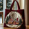 2026 Nuevo Bolso Tote Acolchado Bordado de Moda Navideño Estampado Digital Transfronterizo Bolso de Algodón Casual para el Trabajo