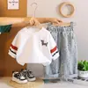 Conjunto de Dos Piezas Camisa Casual para Niños 2025 Nuevo Elegante Dibujos Animados Perrito Cuello Redondo Sudadera de Moda Otoño para Bebé Tendencia