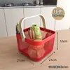 Cesta de Almacenamiento Portátil de Hierro Forjado Nórdico con Asa de Madera, Cesta para Frutas y Verduras, Cesta de Almacenamiento Hueca para el Hogar, Cesta Escurridora de Cocina