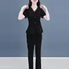 Traje de Nuevo Estilo Verano 2025 para Mujer, Temperamento Cómodo, Mostrando Estilo, Botón de Rana, Top de Manga Corta, Pantalones Casuales, Conjunto de Dos Piezas