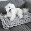 Alfombrilla tejida a mano de nuevo estilo transfronteriza para mascotas, manta de lana tatami, alfombra tejida de hilo de gasa rellena