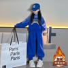 Conjunto Espeso con Forro de Felpa para Niñas 2026 Otoño e Invierno Nuevo Elegante Sudadera con Capucha de Invierno Grande para Niños Conjunto de Dos Piezas