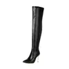 Novas Botas de Cavaleiro Apontadas Estilo Europeu e Americano, Botas Longas Acima do Joelho, Botas para Pole Dance, Saltos Finos Altos, Botas para Boate, Tamanhos Grandes 40-48