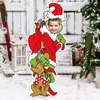 Nuevo letrero de suelo navideño con diseño de cachorro Grinch, letrero impermeable para césped de fiesta al aire libre, jardín