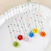 ¡Flores Arcoíris! Collar de Flor con Perlas de Color Dopamina para Mujer, Cadena para Clavícula con Diseño Fresco y Dulce Estilo Ins