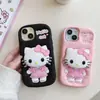 Funda de Silicona Rosa Linda y Femenina de Hello Kitty para Teléfono Adecuada para Iphone17/16/15Promax Anticaídas