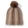 Gorro de Punto para Mujer Súper Suave de Cachemira Otoño e Invierno Nuevo Patrón Retorcido Pompon de Piel Genuina Desmontable Gorro Engrosado Cálido para Protección de Orejas