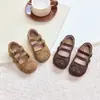 Zapatos de cuero retro para niña, colección primavera/otoño 2026, estilo popular, suela blanda, versátiles zapatos estilo Birkenstock para niñas, zapatos sencillos Meilad para niños