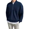 Bestseller internacional: Suéter de malha de cor sólida de alta qualidade para homens, gola alta com zíper parcial, jaqueta quente, moda executiva, atacado de fábrica