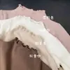 Camiseta Térmica de Manga Larga con Cuello Alto y Volantes para Niñas Coreanas, Versátil para Otoño e Invierno
