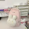 Nova Mochila Escolar Pequena Feminina para Estudante Universitário Cor Sólida Mochila de Coelho Estilo Japonês Estilo Ins Mochila de Menina Suave Menina Fofa