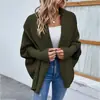 Nueva ropa de punto para mujer de otoño e invierno, cárdigan de color liso con mangas murciélago estilo europeo y americano, chaqueta de punto de manga larga para principios de otoño para mujer