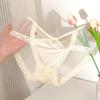 Ropa Interior Nueva Sexy de Encaje de Cintura Media para Mujer Malla Pura Semitransparente Dulce Hueco en la Cintura Calzones para Mujer