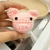 Chaveiro de urso filhote de crochê de lã feito à mão, enfeites para bolsa, acessórios de crochê, pingente pequeno de tricô DIY