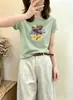 Camiseta de algodão canelado 220g para mulheres, direto da fábrica, top de manga curta slim fit, segunda remessa de verão, exclusivamente para as Treze Fábricas de Guangzhou