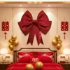 Ramo de cubo de abrazo decorado con lazo rosa, materiales DIY para decoración de dormitorio y sala de bodas, decoración de pared de fondo de Navidad