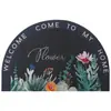 Felpudo de Entrada para Puerta con Flores Pintadas a Mano Estilo Americano Alfombra Semicircular de Celebridad de Internet Felpudo Espesado Antideslizante de PVC Felpudo de Piso Circular de Seda Floral