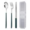 304 aço inoxidável coreano estilo colher e garfo pauzinhos de três peças conjunto criativo portátil louça de viagem ao ar livre colher e garfo chopsticks set