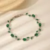 Popular Pulseira Folha de Turmalina com Pedras Coloridas, Flores de Lírio-do-Vale em Cores Doces, Toque de Luxo Leve de Alta Qualidade, Joia Moderna para Varejo e Atacado