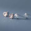 Nalan S925 prata esterlina pequeno moderno quadrado diamante brincos de quatro garras oco design simples brincos M04940